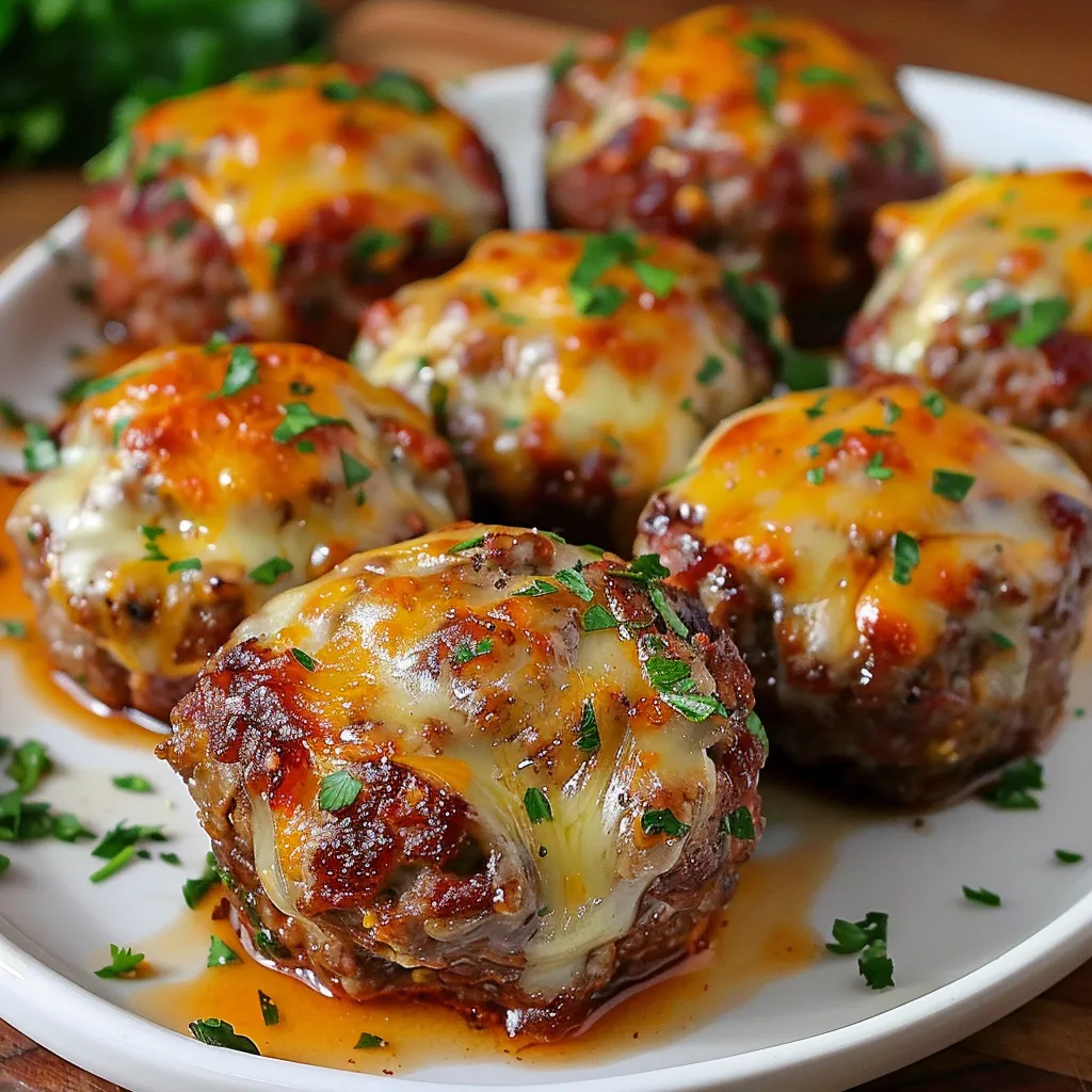 Cheesy Stuffed Meatloaf Bites