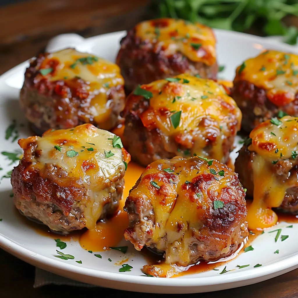 Cheesy Stuffed Meatloaf Bites