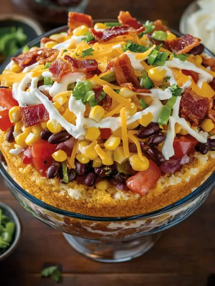 A bowl of food with cheese and bacon.
