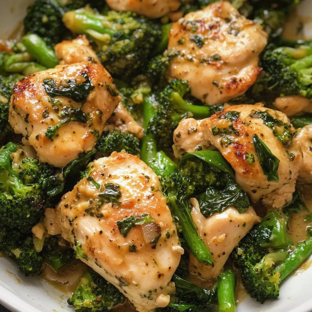 Garlic Chicken with Broccoli and Spinach