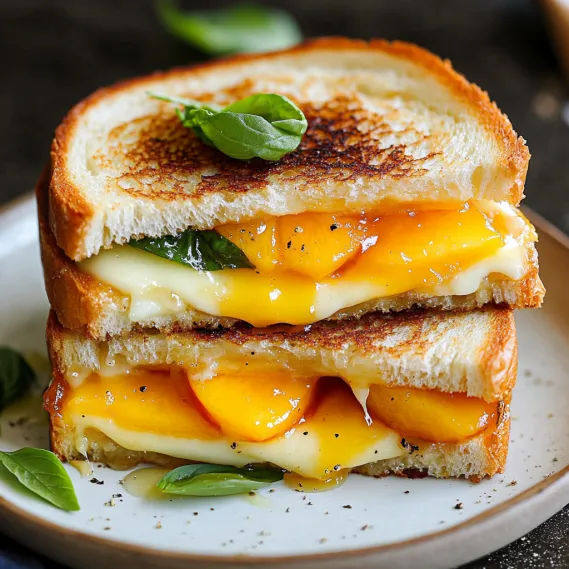 A sandwich with cheese and peppers on top.