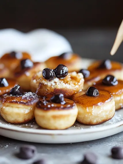 A plate of food with black olives on top.