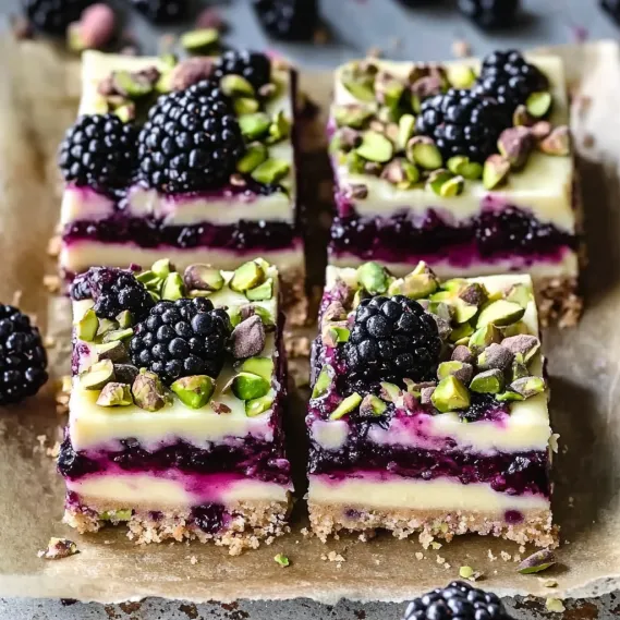 A slice of cake with blackberries and almonds.