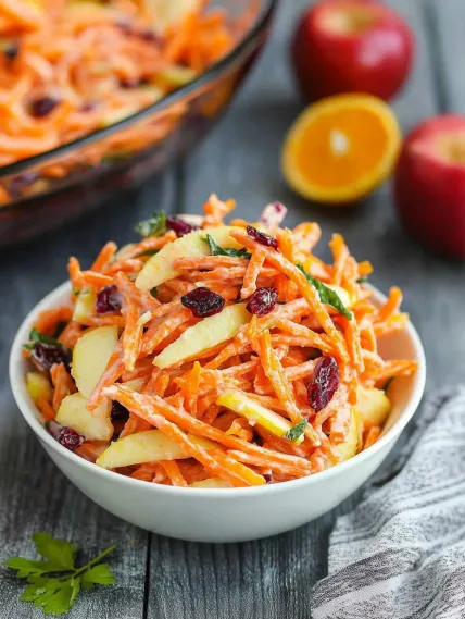 A bowl of carrots and apples.