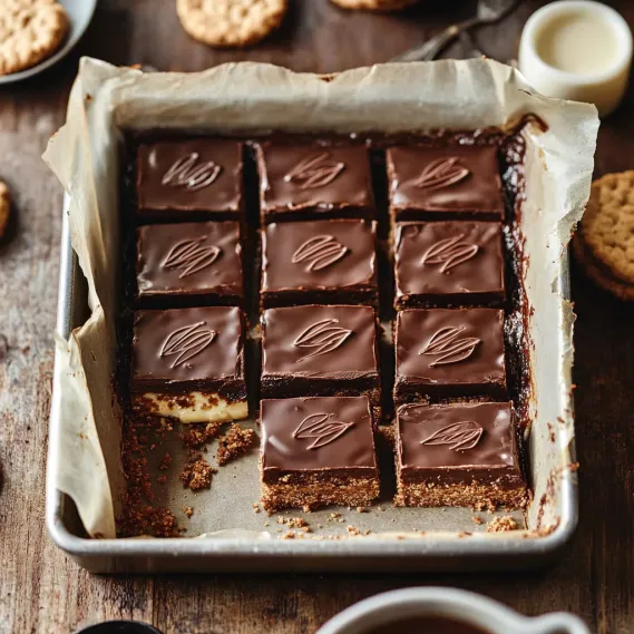 A pan of chocolate dessert squares.