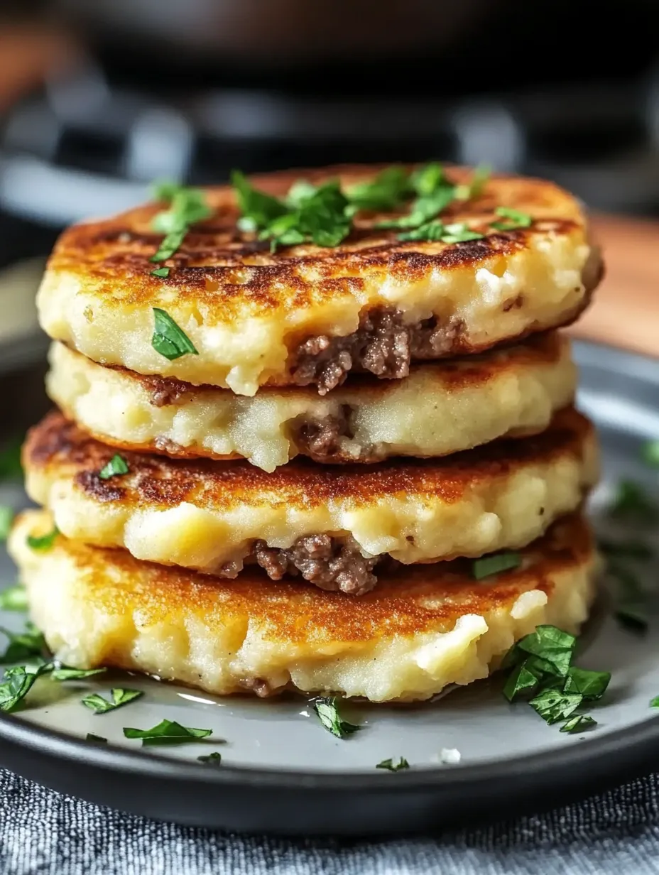 Mashed Potato Pancakes with Ground Beef Filling