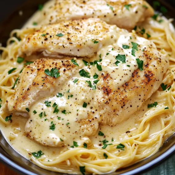 A bowl of chicken and pasta.