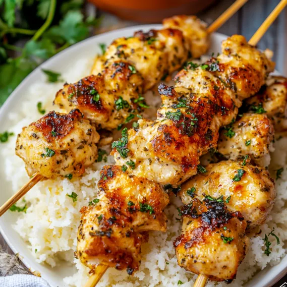 A plate of food with chicken and rice.