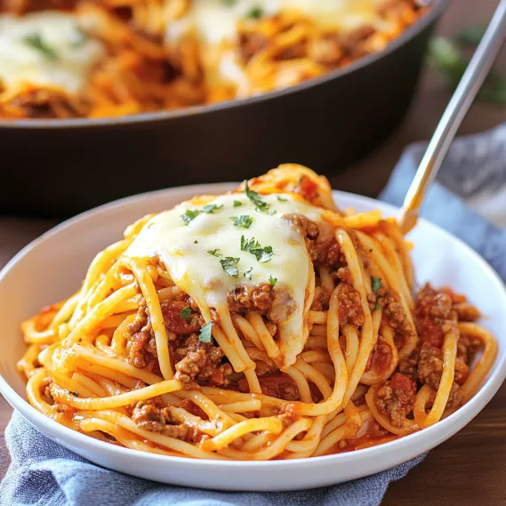 A bowl of spaghetti with meat sauce.