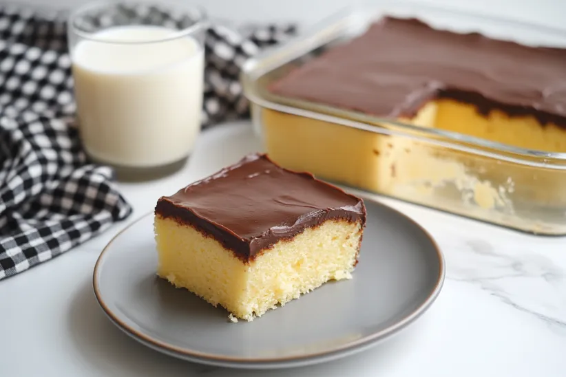 A slice of cake on a plate.