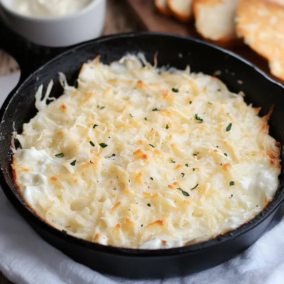 A pan of cheese and bread.