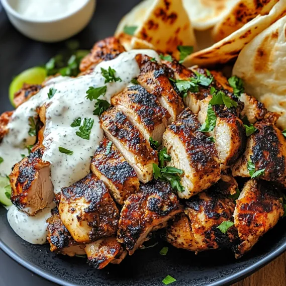 A plate of food with a white sauce on top.