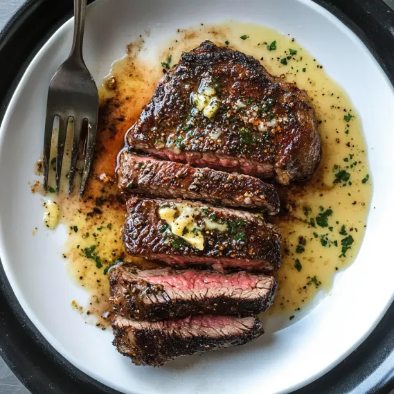 A plate of meat with a fork on it.