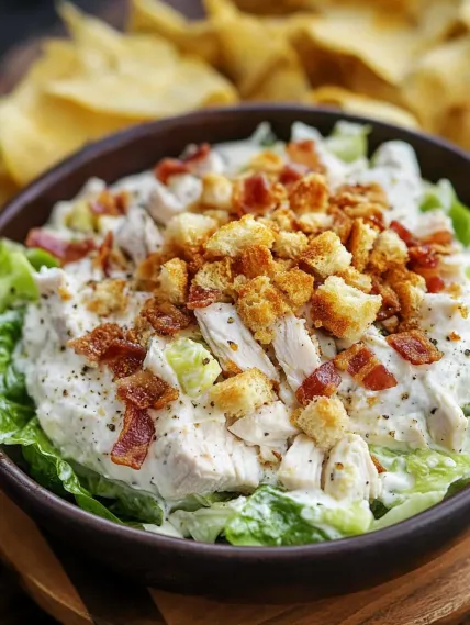 A bowl of salad with bacon bits.