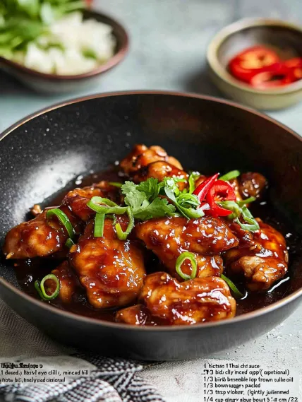 A bowl of chicken with peppers and onions.