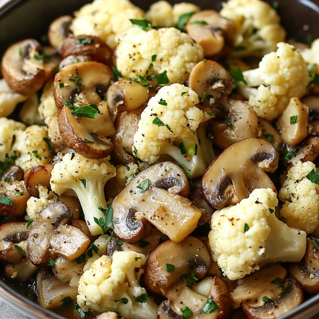 Garlic Cauliflower and Mushrooms