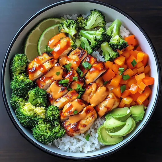 A bowl of food with rice, broccoli, carrots, and meat.