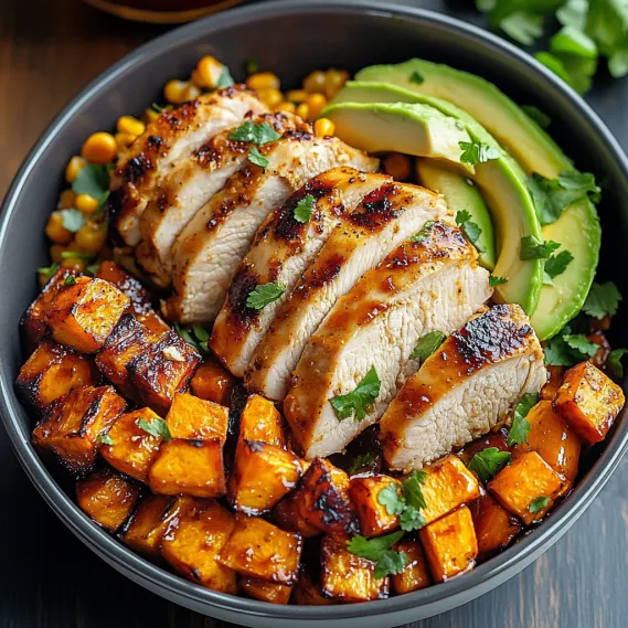 A bowl of food with meat and vegetables.