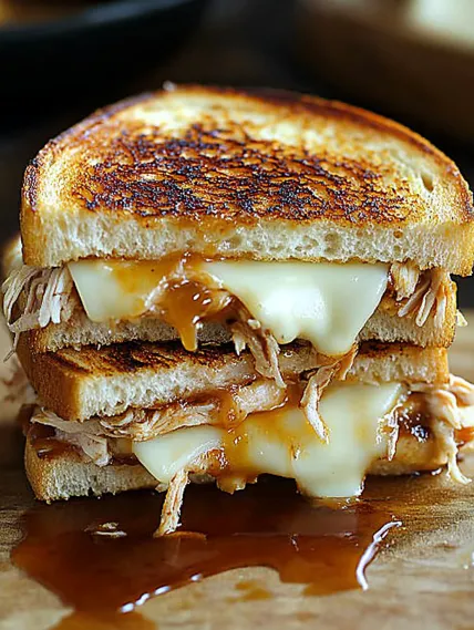 A sandwich with meat and cheese on it.