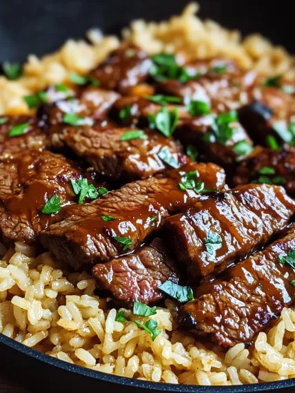 A plate of meat and rice.