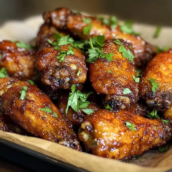 A plate of wings with sauce.
