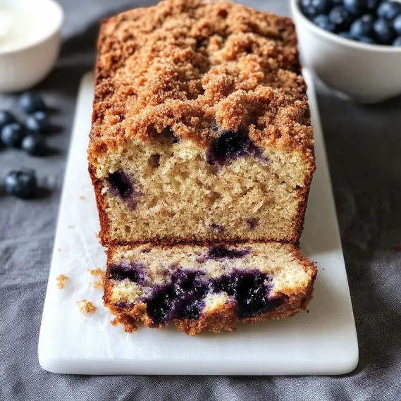 A slice of cake with blueberries on top.