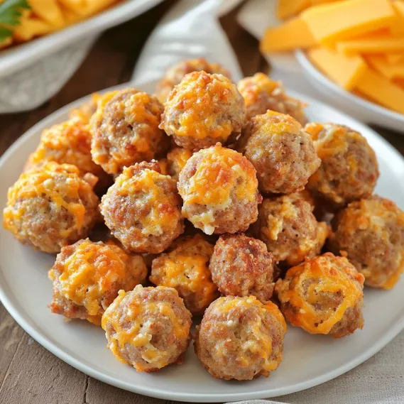 A plate of cheesy meatballs.