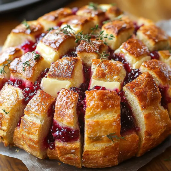 A pastry with a filling of cheese and berries.