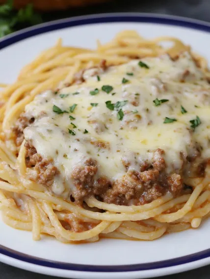 A plate of spaghetti with meat sauce.