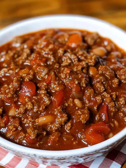 A bowl of beans and meat.