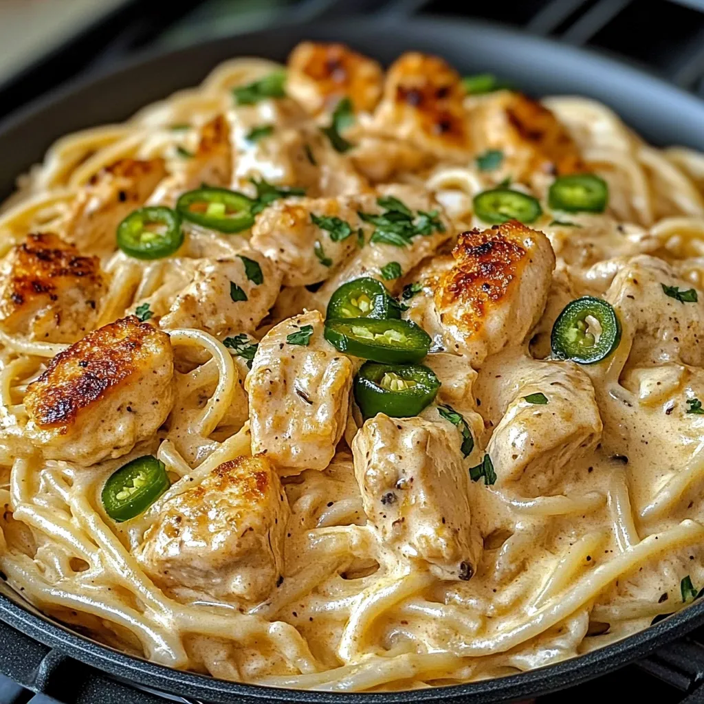 Creamy Jalapeño Popper Chicken Spaghetti