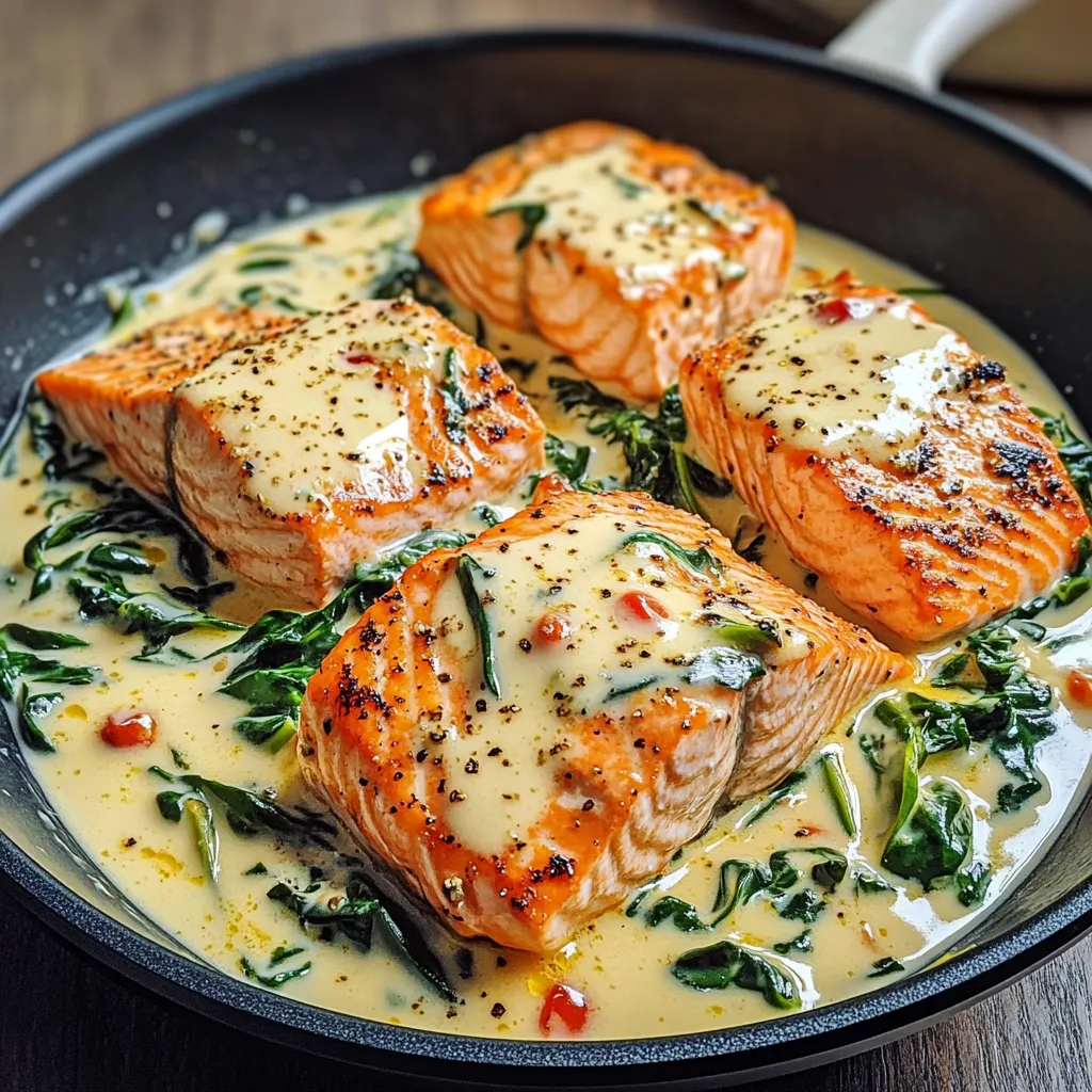 EASY CREAMY SALMON FLORENTINE