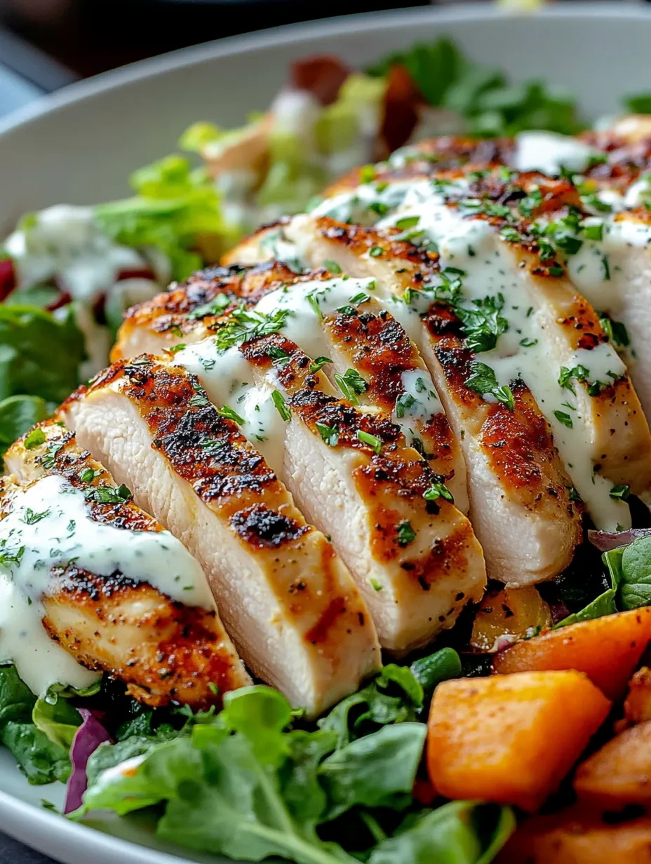 Grilled Herb Chicken with Creamy Dressing & Salad