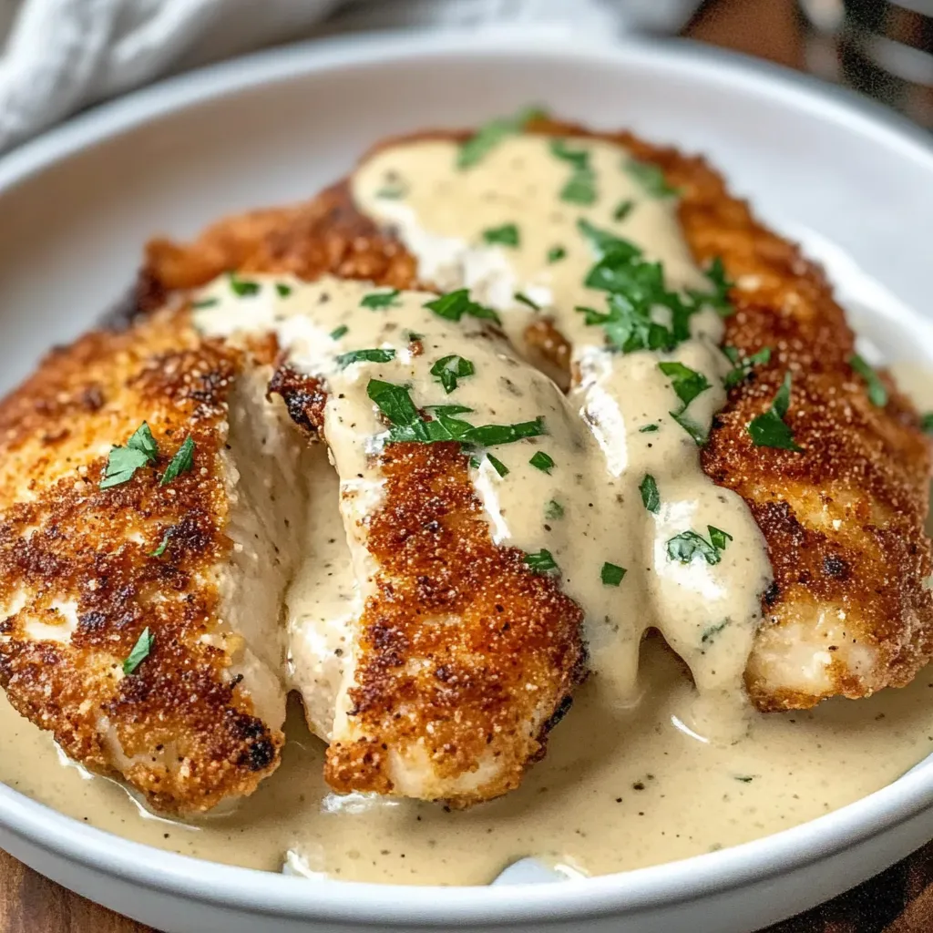 Parmesan Crusted Chicken with Creamy Garlic Sauce