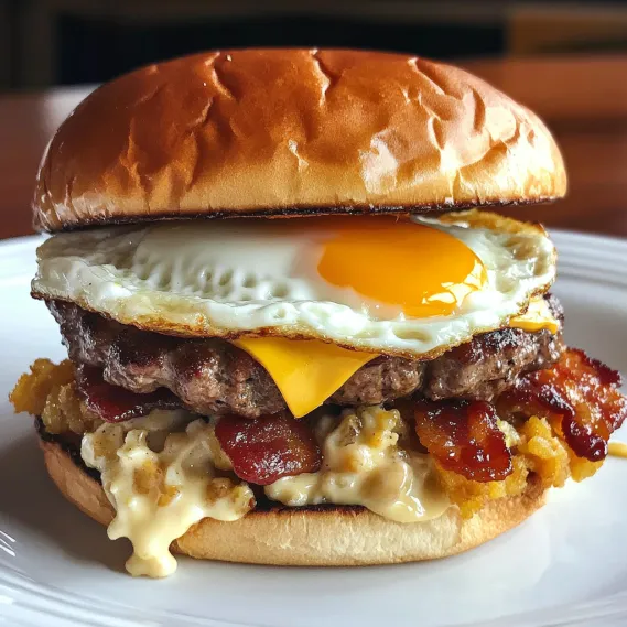 A sandwich with a fried egg on top.
