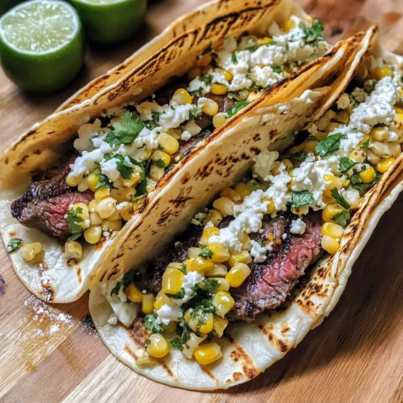 Two tacos with meat and cheese on a wooden table.
