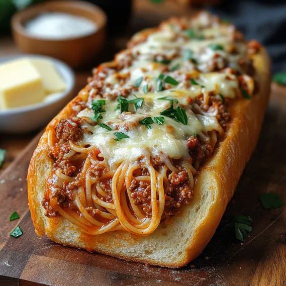 A sandwich with meat and cheese on a wooden table.