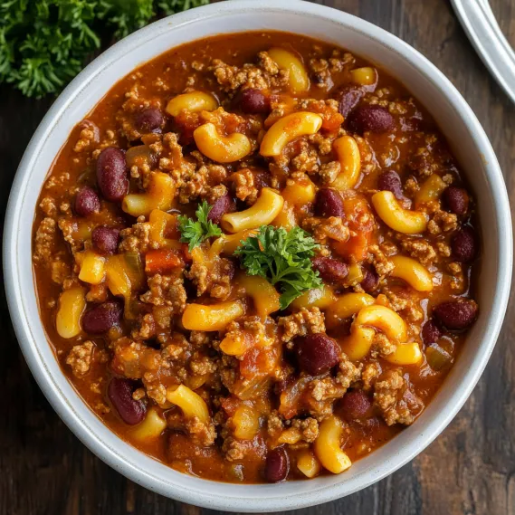 A bowl of chili with beans and chicken.