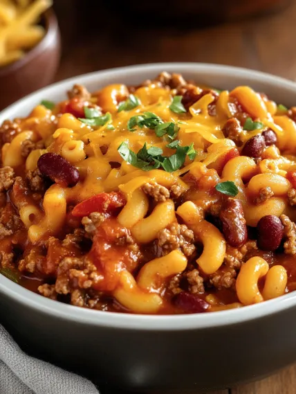 A bowl of chili with cheese and green onions.