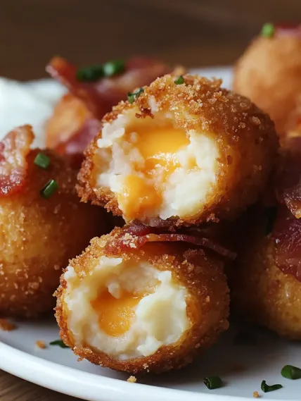 Bacon wrapped cheese balls on a plate.