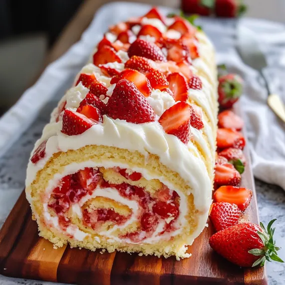 A cake with strawberries on it.