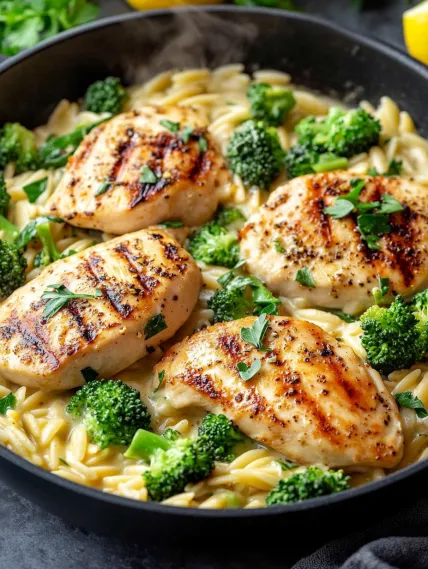 A bowl of chicken and broccoli.