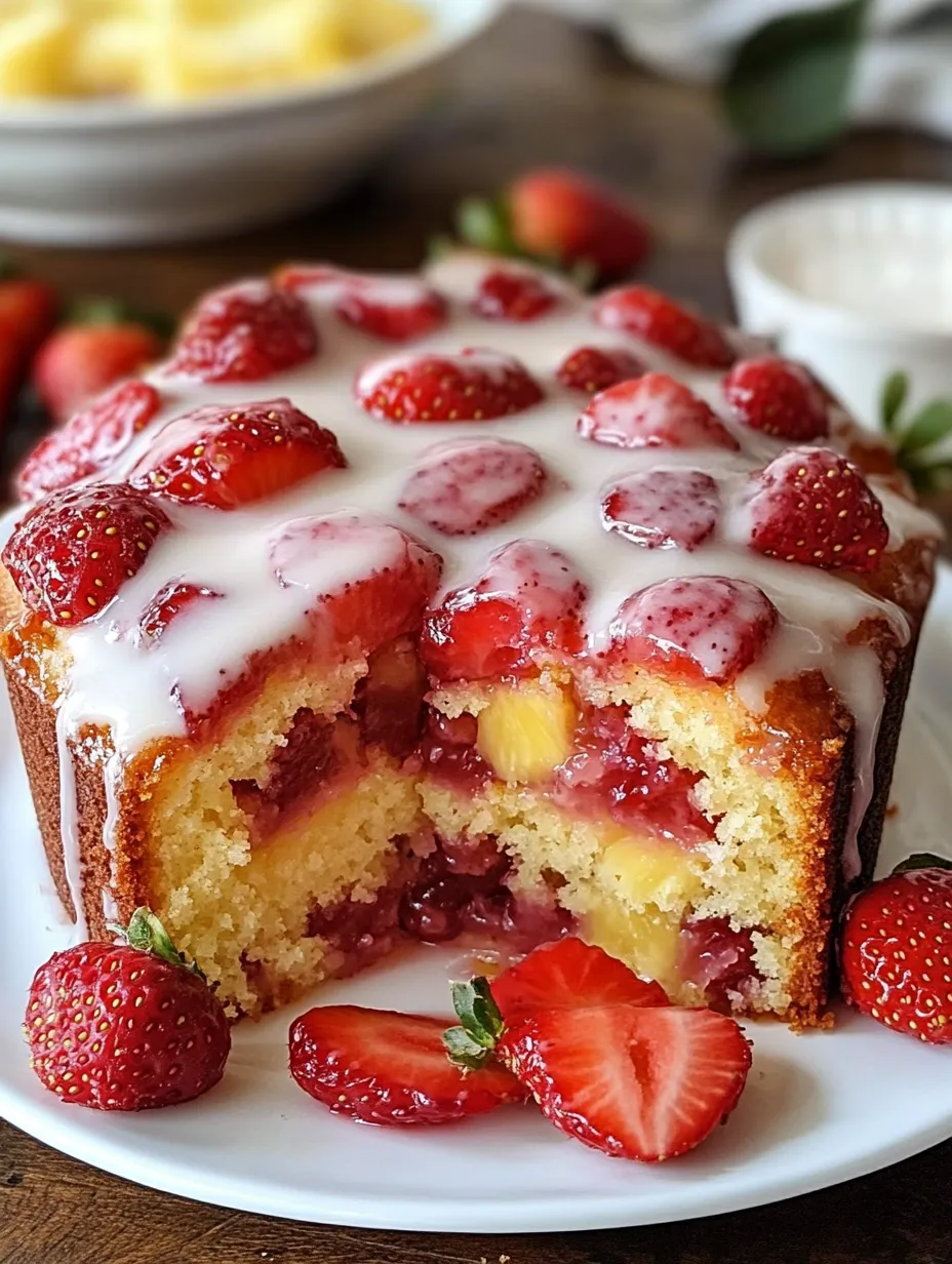 Fruit Pound Cake with Strawberry and Pineapple
