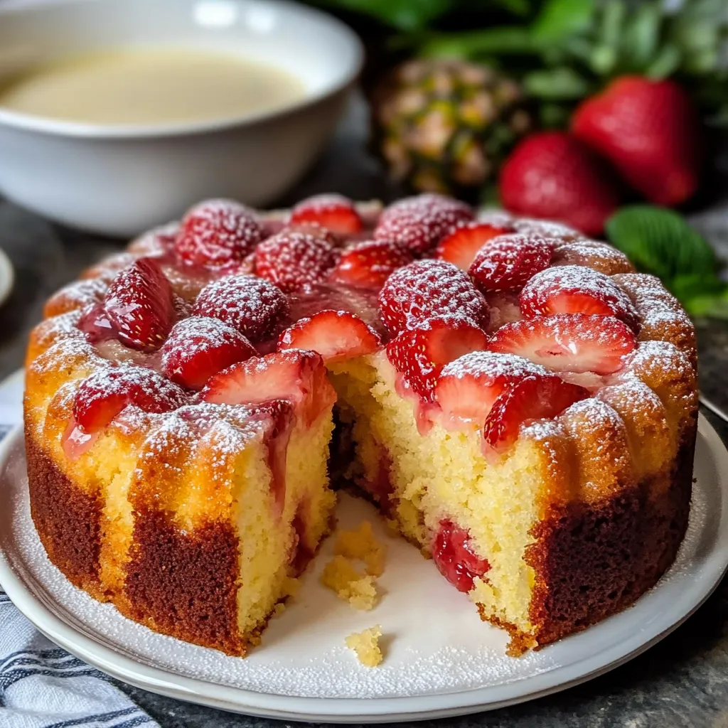 Pound Cake with Strawberry and Pineapple