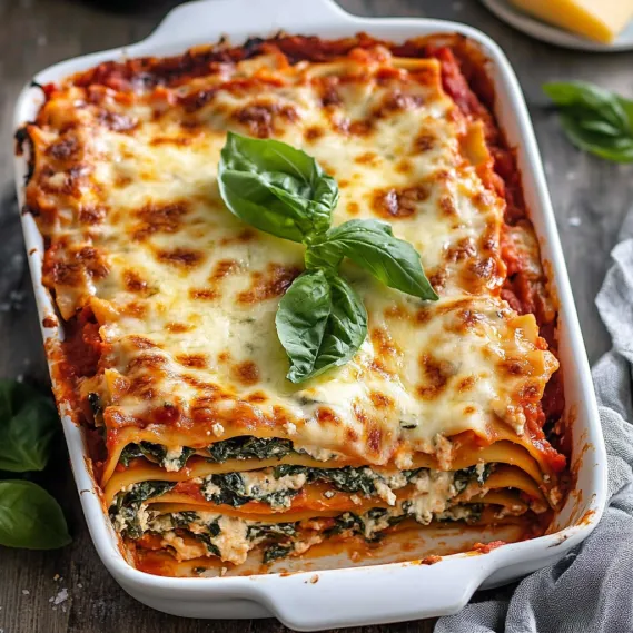 A white bowl with a lasagna dish in it.
