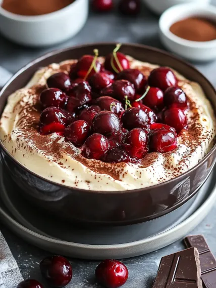 A bowl of cherries with chocolate sauce.