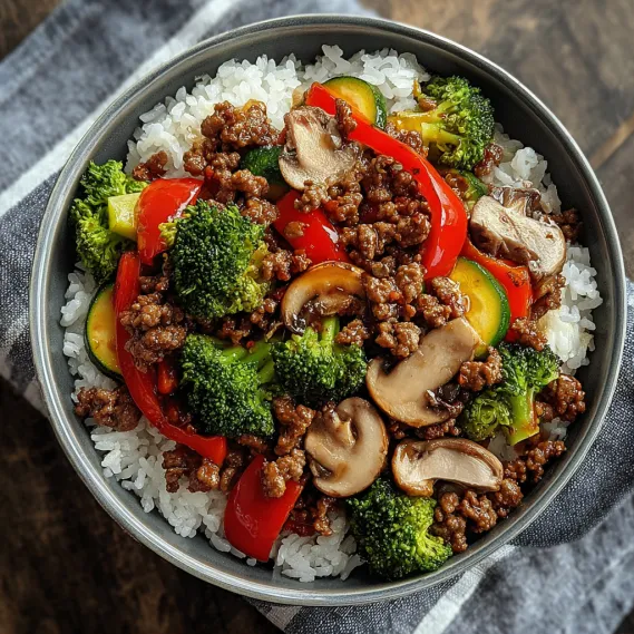 A bowl of rice with meat and vegetables.