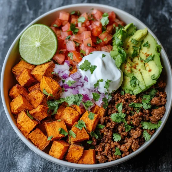 A bowl of food with a variety of ingredients.