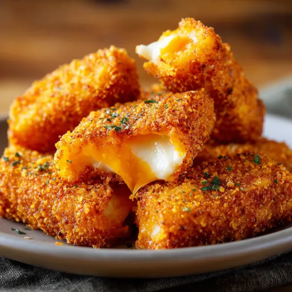 A plate of cheese sticks.