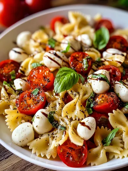 A bowl of pasta with tomatoes and cheese.